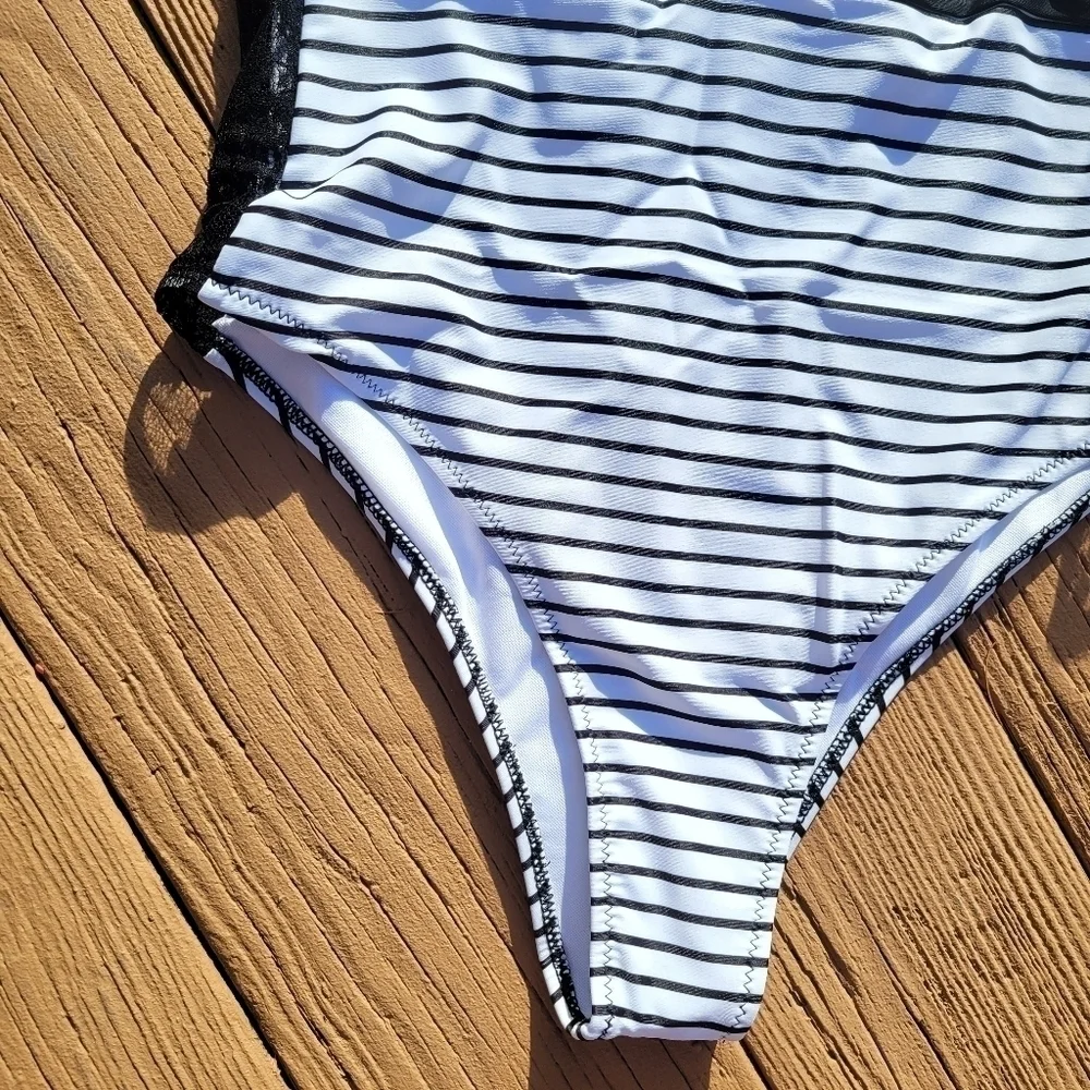 One Shoulder Side-Lace Swimsuit•LARGE - Picture 7 of 12
